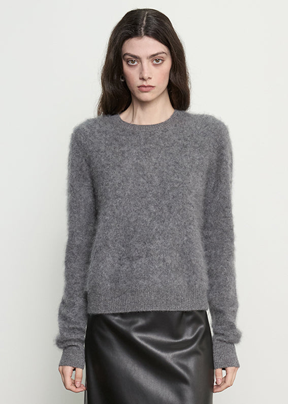Mink Wash Cashmere Easy Crew | Pewter