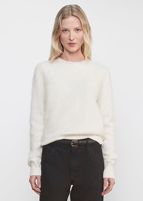 Longhair Cashmere Easy Crew | Chalk