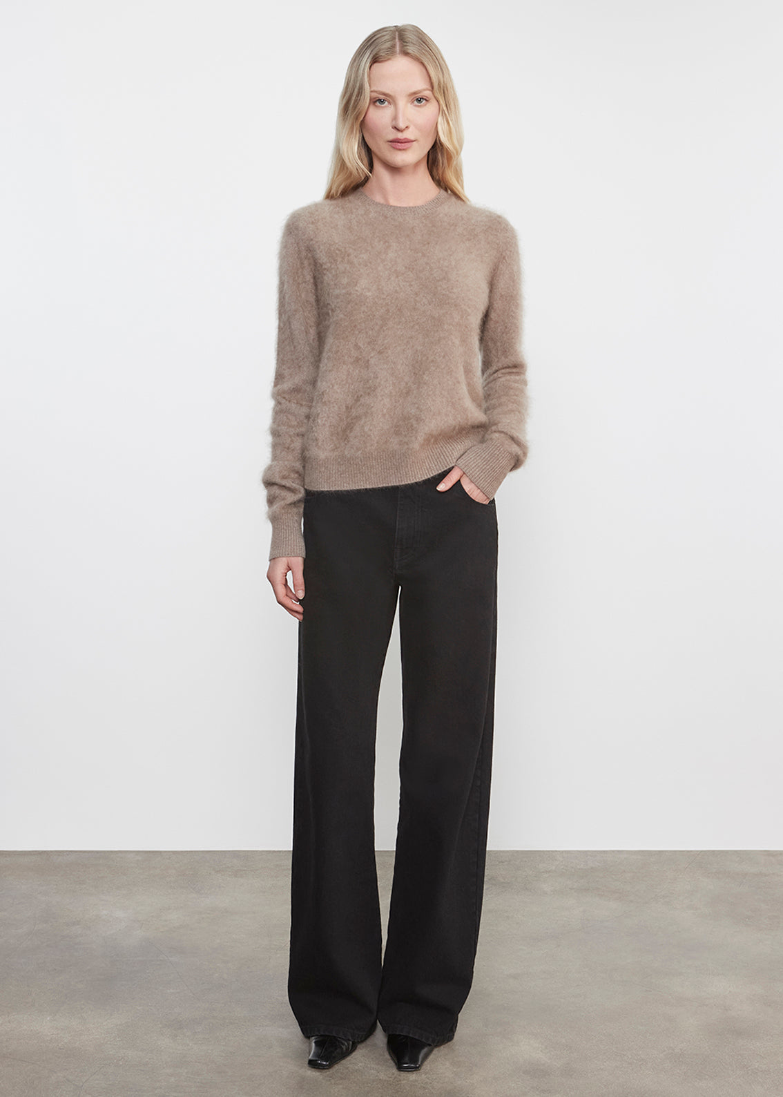 Longhair Cashmere Easy Crew | Walnut
