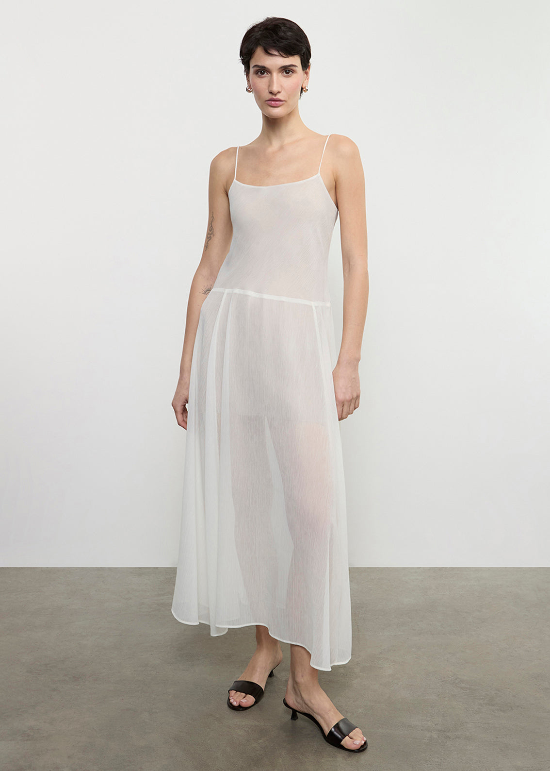 Japanese Yoryu Chiffon Dress | Off White