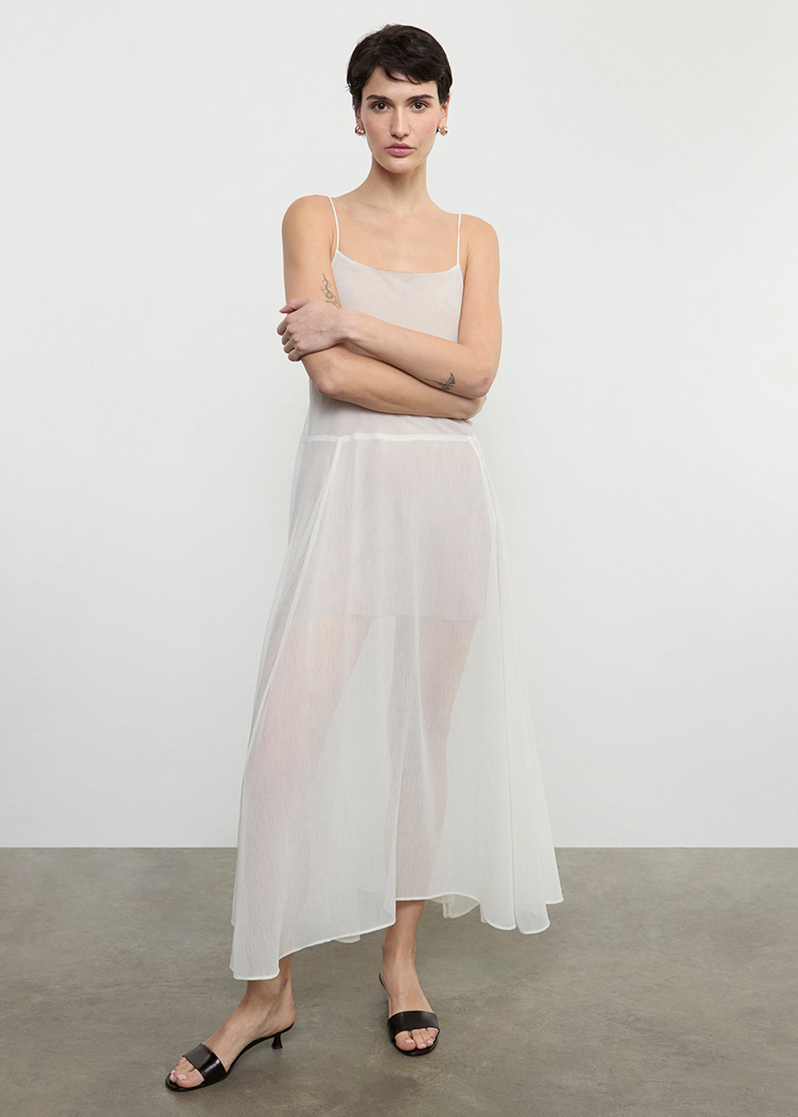 Japanese Yoryu Chiffon Dress | Off White