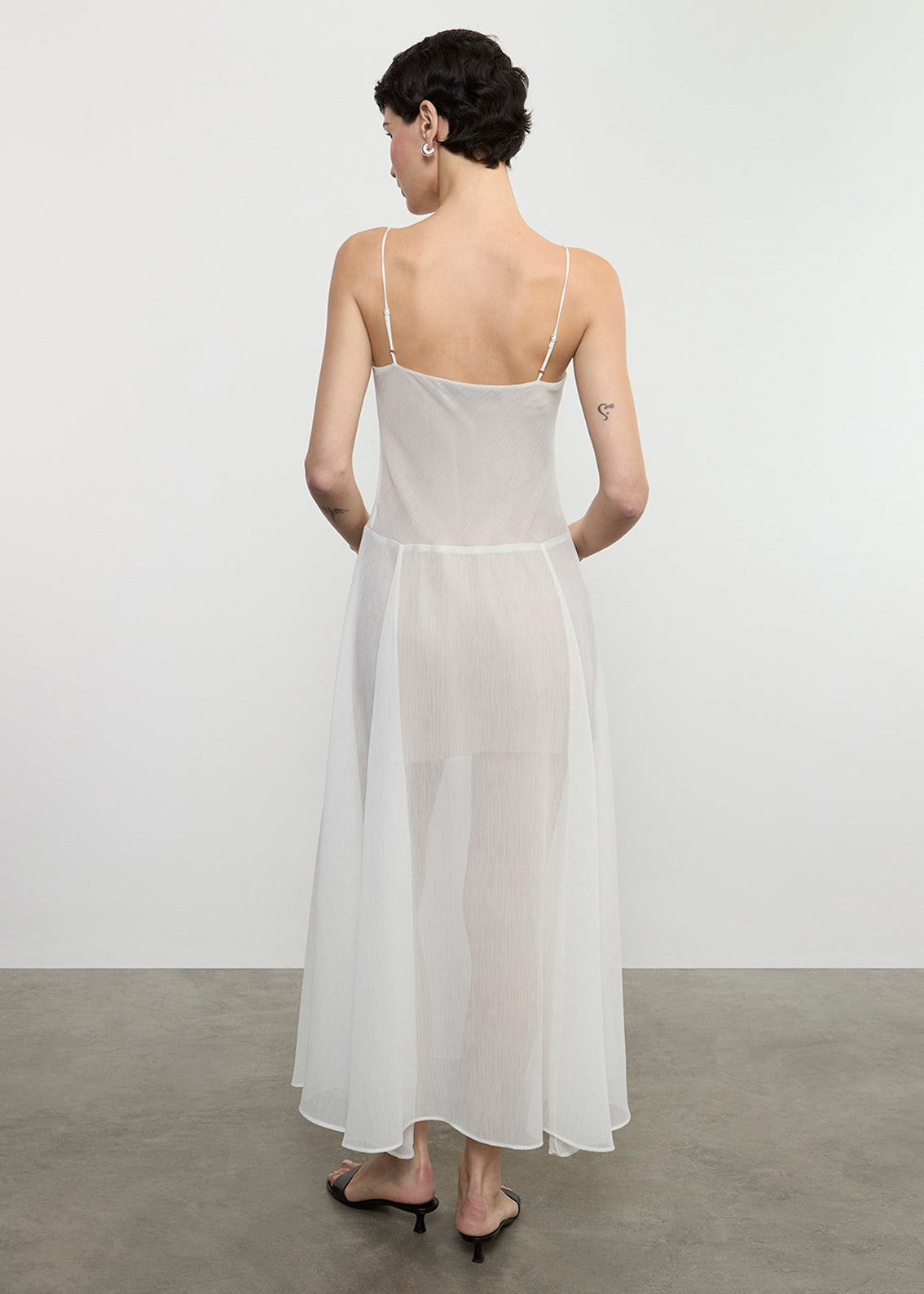 Japanese Yoryu Chiffon Dress | Off White