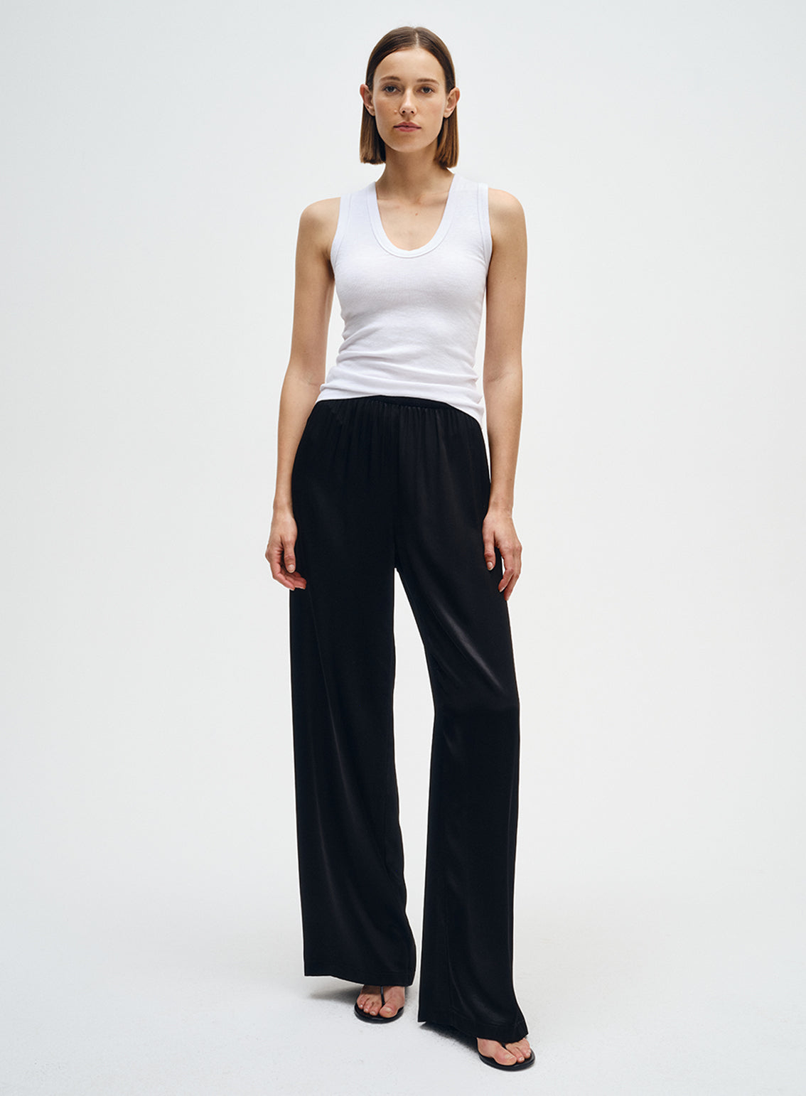 Satin Wide Leg Pant | Black