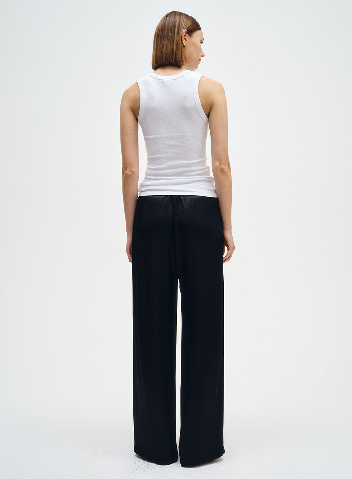 Satin Wide Leg Pant | Black