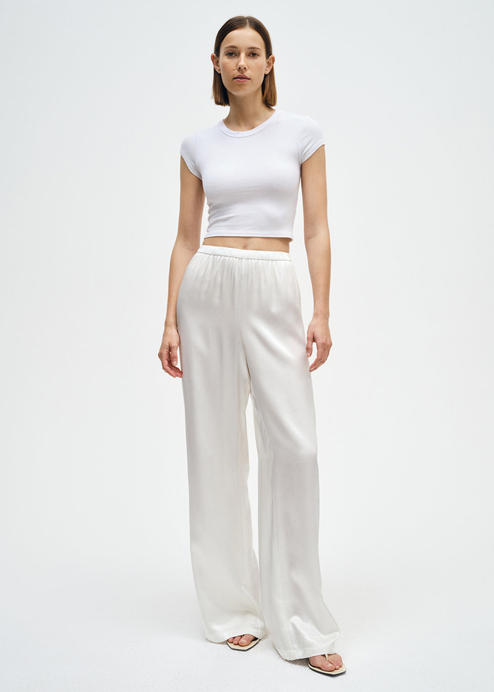 Satin Wide Leg Pant Cloud Enza Costa