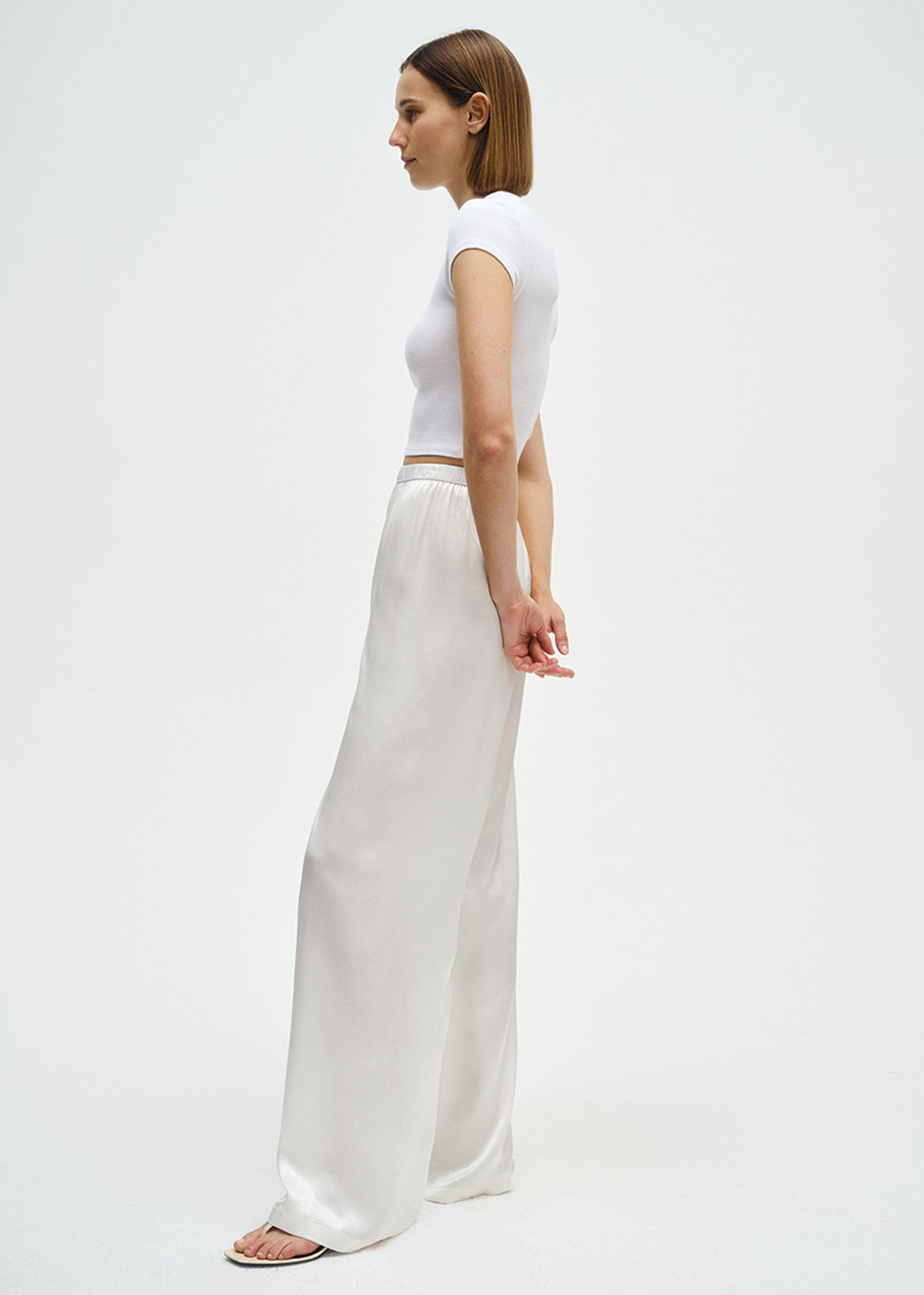 Satin Wide Leg Pant | Cloud