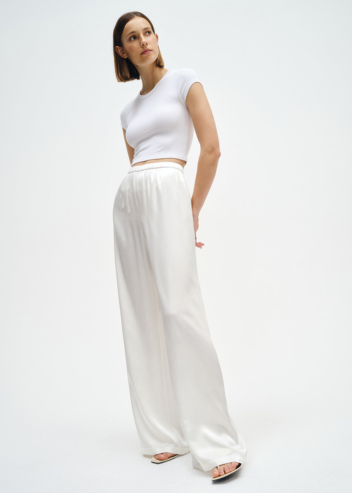 Satin Wide Leg Pant | Cloud