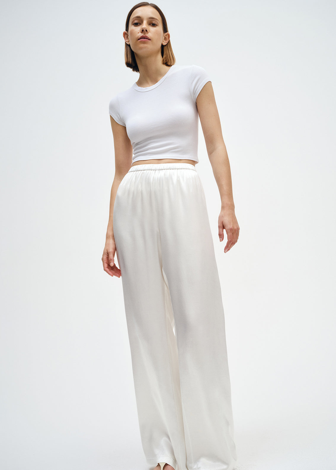 Satin Wide Leg Pant | Cloud