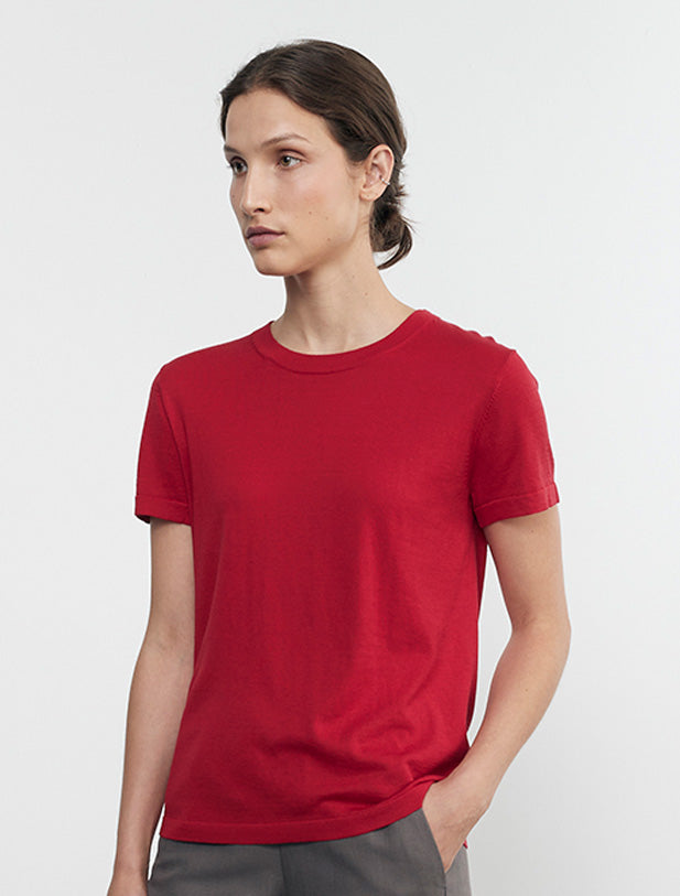 Silk Knit Perfect Tee | Red